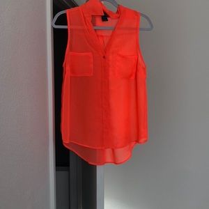 See through button up tank top